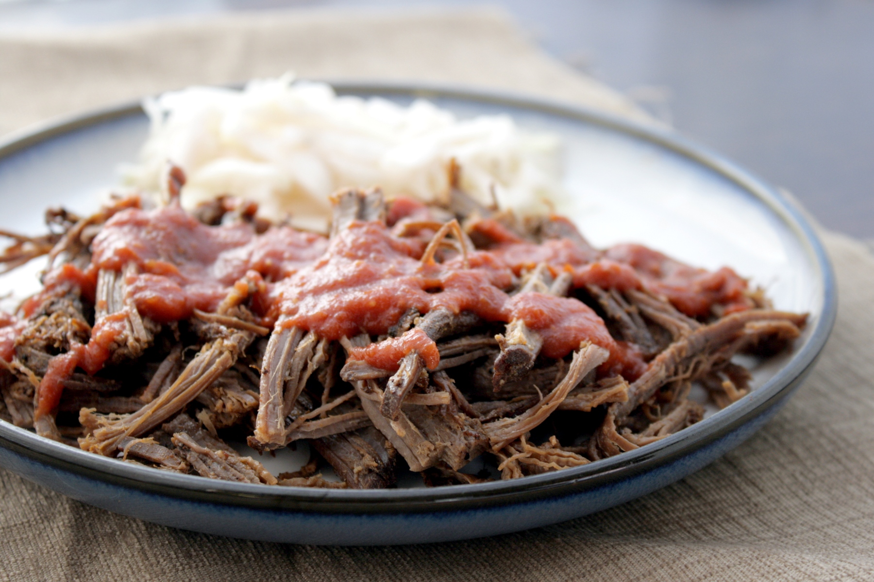 coffee-rubbed pulled brisket