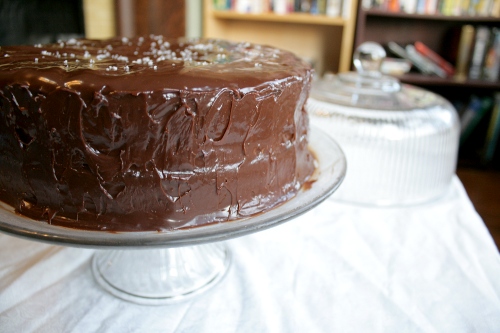 chocolate cake with salted caramel ganache