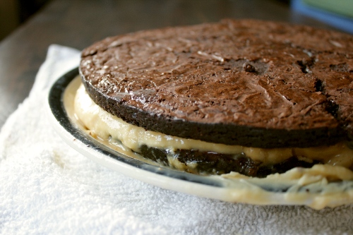 giant chocolate caramel ice cream sandwich