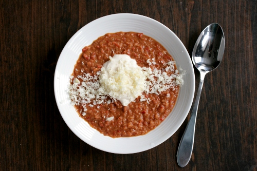 roasted pepper and refried bean soup