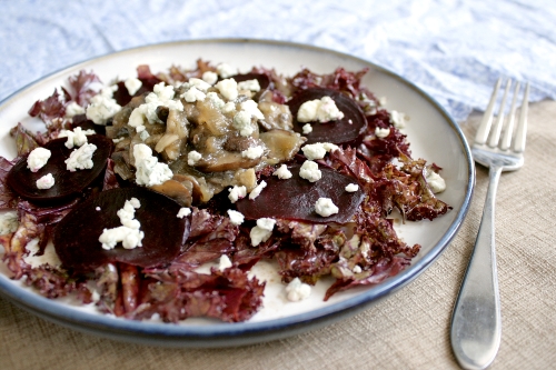 beet mushroom and blue cheese salad