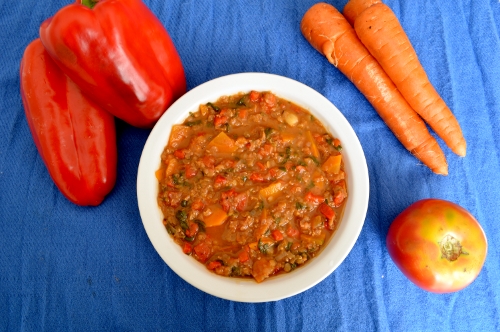 spanish red lentil and vegetable soup