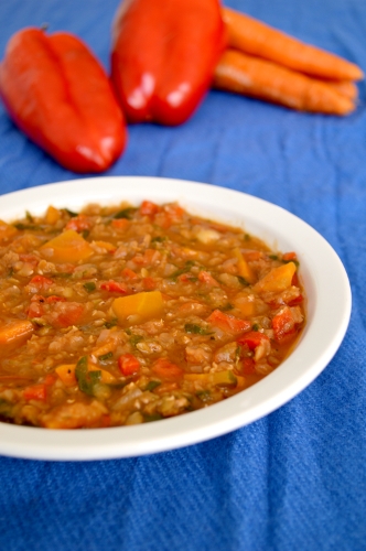 spanish red lentil and vegetable soup