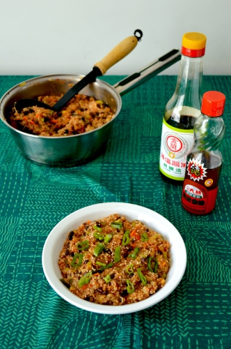 black bean kimchi quinoa salad