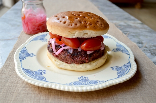 quinoa, beet, and black bean burgers